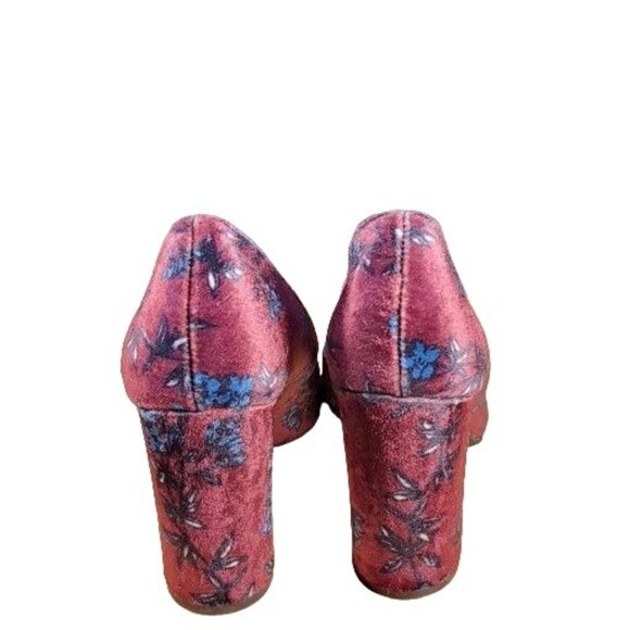 Libby Edelman Block Heels Women Sz 8M Velveteen Sean Floral Pump Boho Workwear - Picture 5 of 9